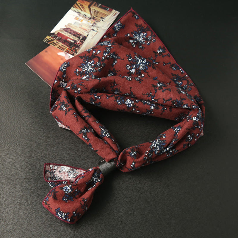 Elegant Women's Cotton Square Scarf - Bird Print