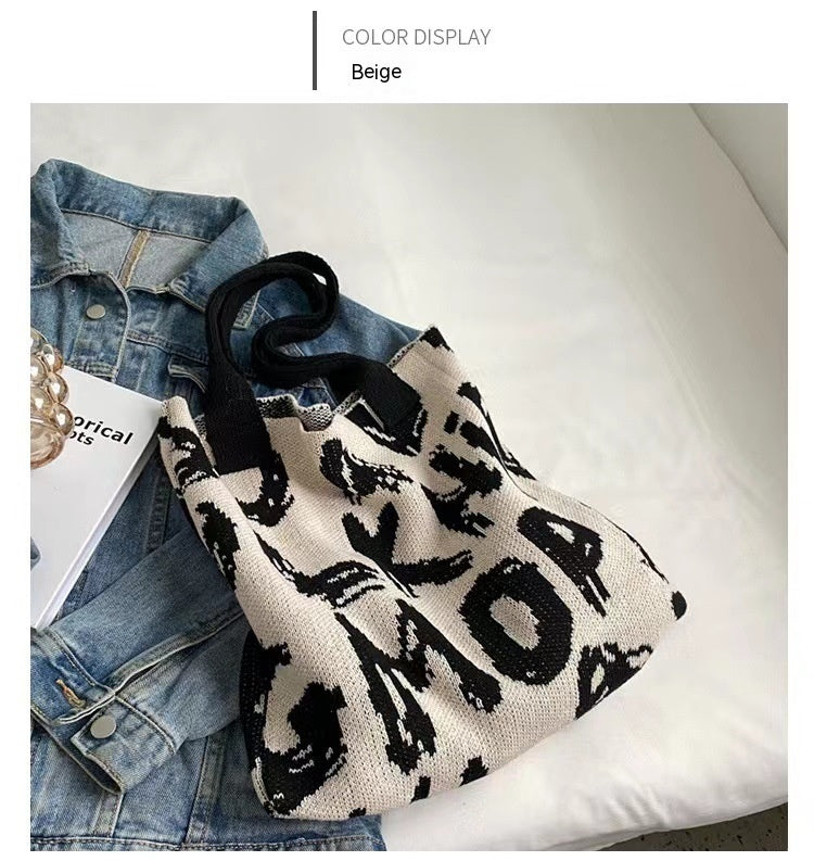 Chic Woven Knit Tote Bag - Spacious & Stylish