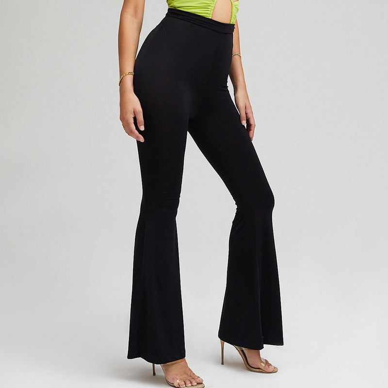 Chic High Waisted Stretch Flared Leg Trousers for Effortless Style