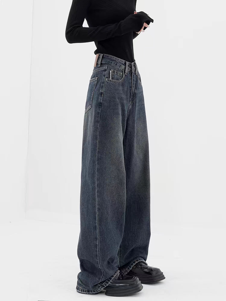 Effortless Retro Dark Wash Baggy Jeans