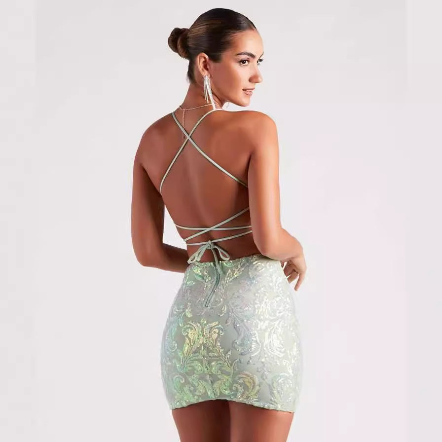 Glamorous Sequin Sling Bodycon Mini Dress for Parties & Nights Out