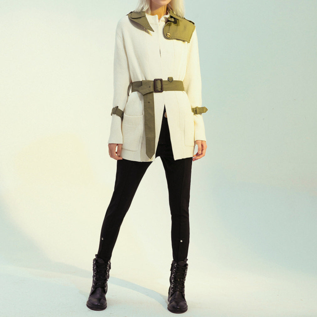 Sofia Color Block Knit Trench Coat