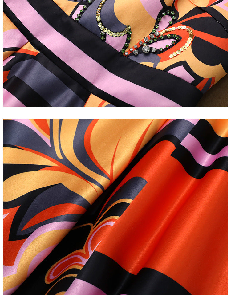 French-style Beautiful Print Slim Waist Dress