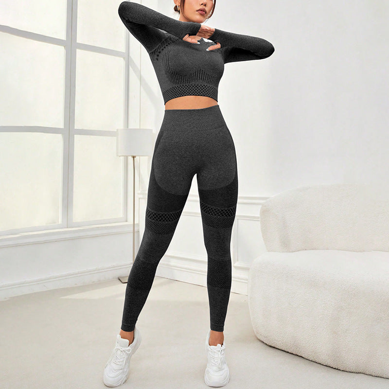Seamless Super Stretch Long Sleeve Crop Top and Leggings Activewear Set
