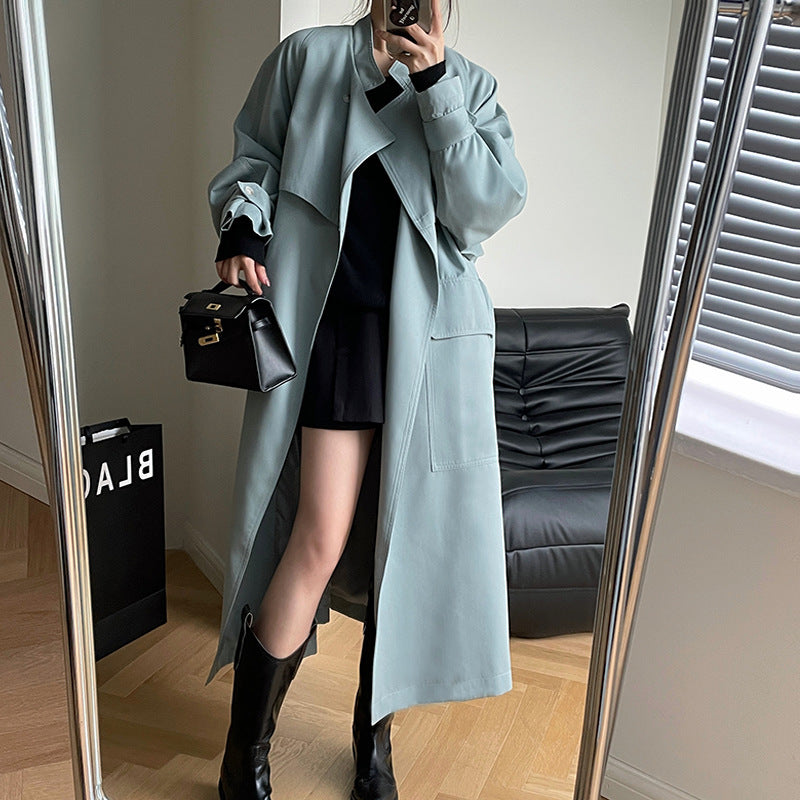 Aria Stand Collar Long Trench Coat