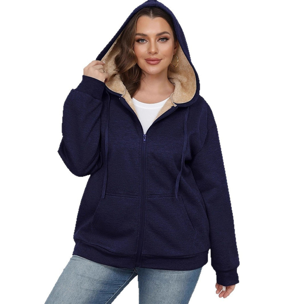 Cozy Plush Lined Full Zip Hoodie Jacket with Warm Sherpa Interior