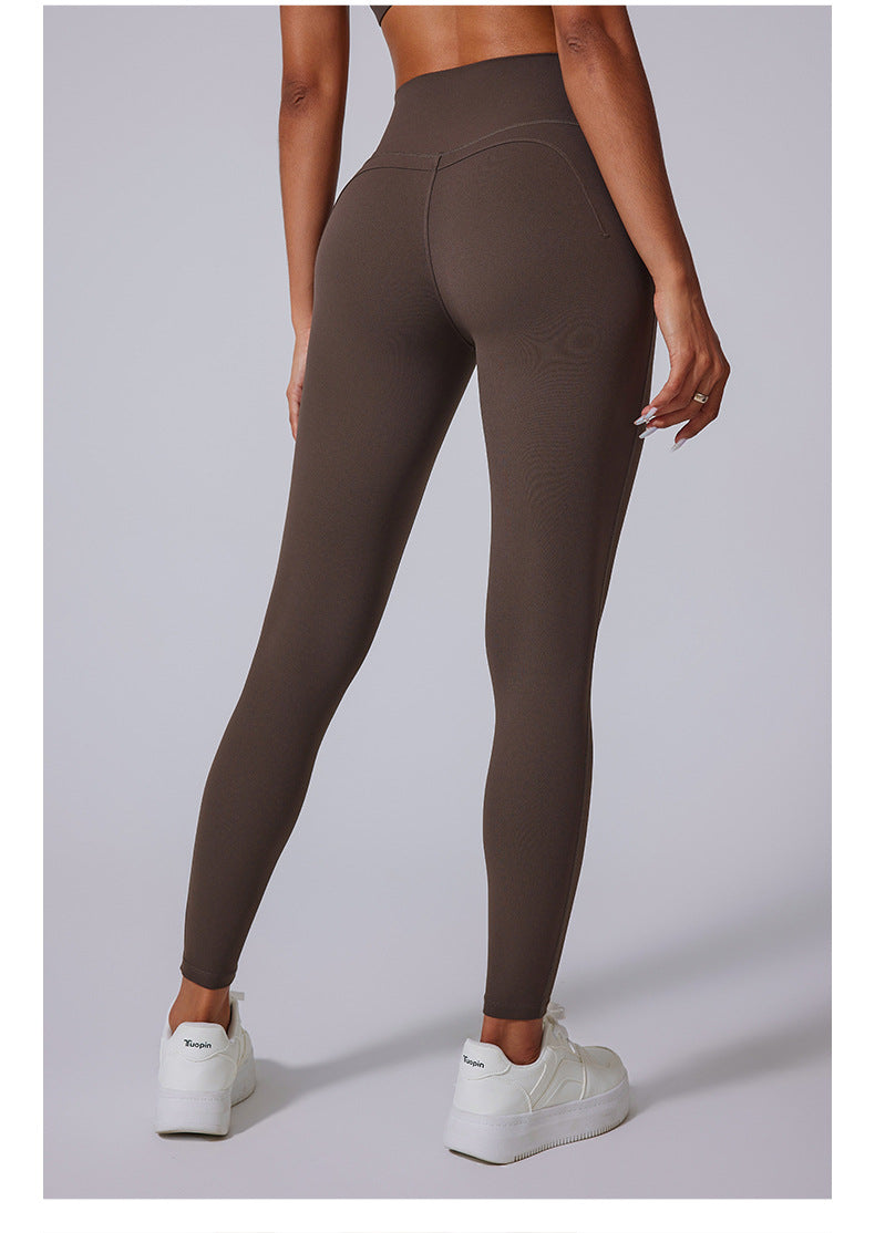 High Waist Brushed Fabric Fitness Leggings for Yoga and Training