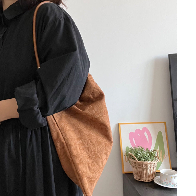 Jacquard Shoulder Bag - Cotton & Leather