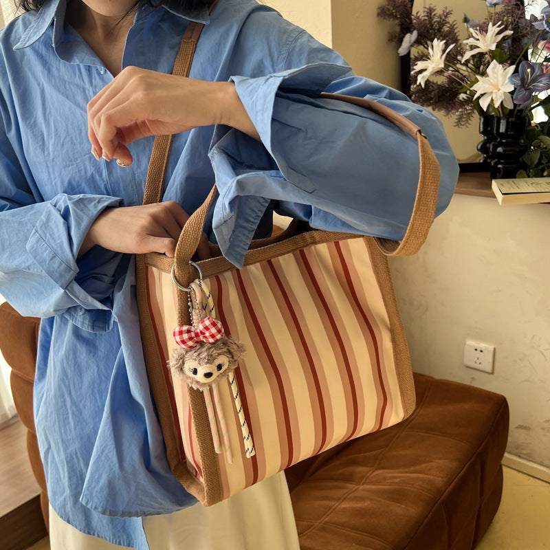 Women's Striped Fashion Tote Bag - Large Capacity & Chic