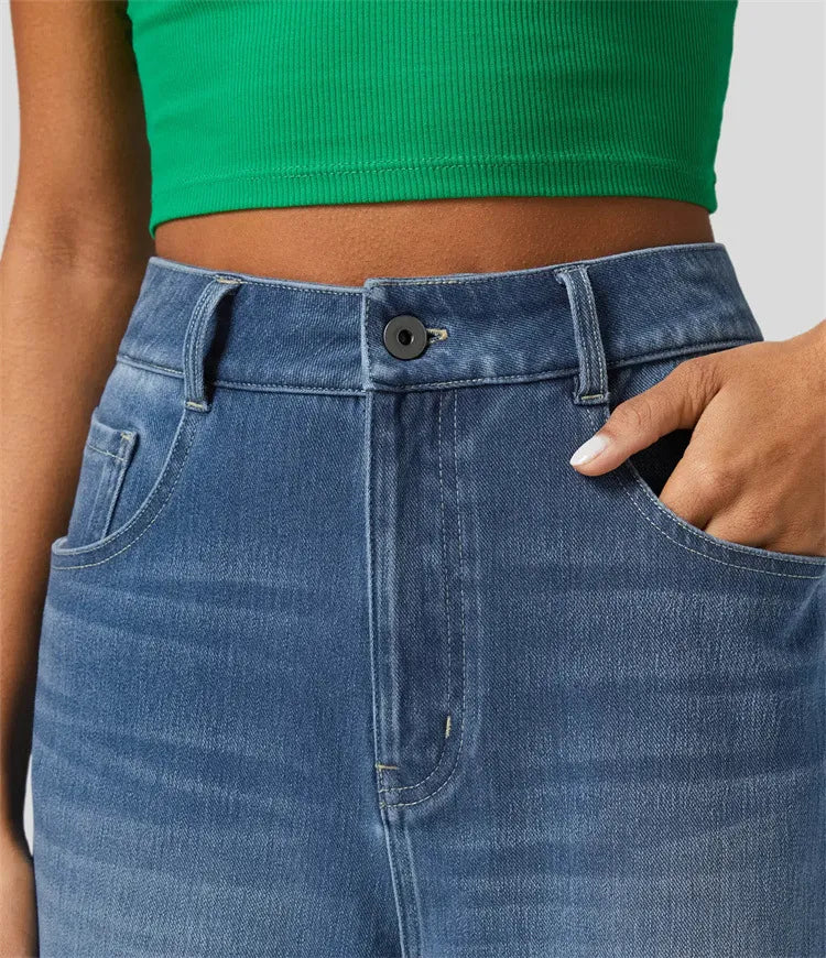 High-Waisted Wide Leg Denim Jeans