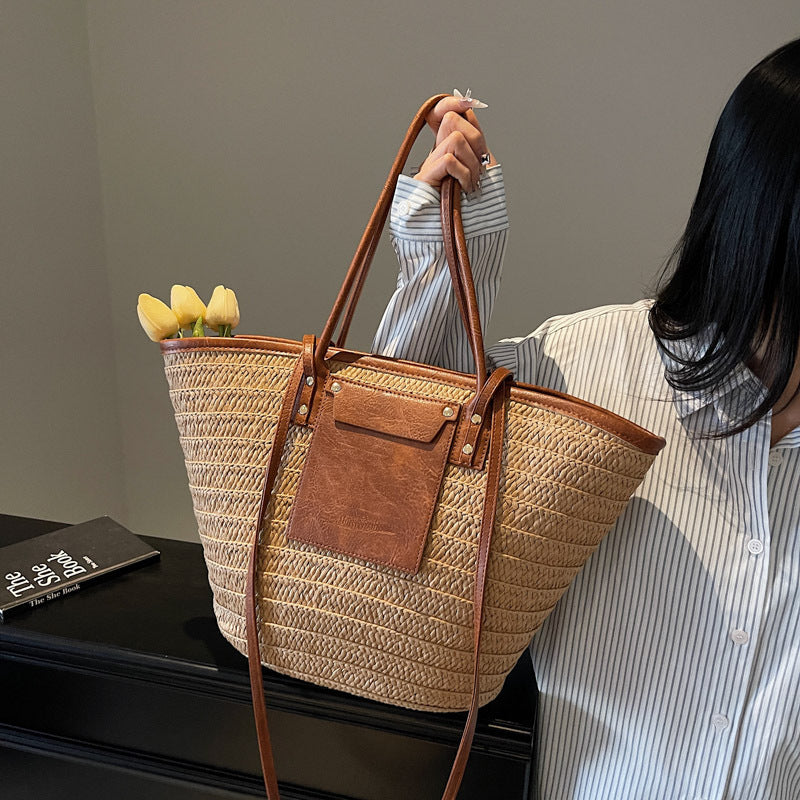 Chic Straw Woven Tote Bag for Summer & Beach - Women's Handbag
