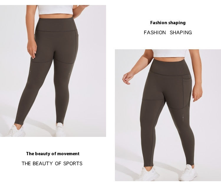 High Waist Hip Lift Yoga Leggings with Side Pockets for Active Fitness