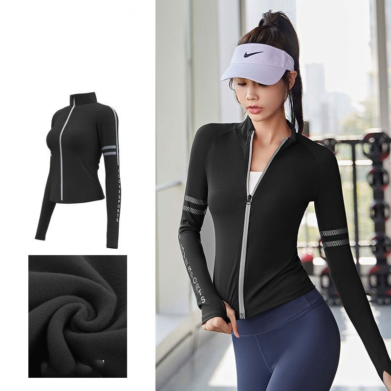 Women's Activewear Stand Collar Slim Fit Speed Dry Running and Yoga Jacket