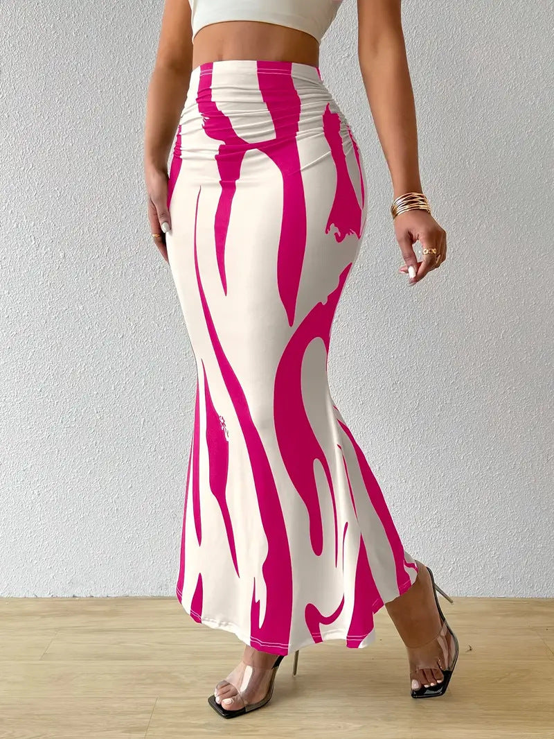 Women's Printed & Solid Midi Skirt - Bodycon Pencil Style