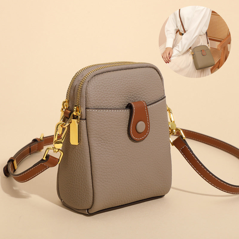 Chic Leather Crossbody Phone Bag for Women - Compact & Stylish