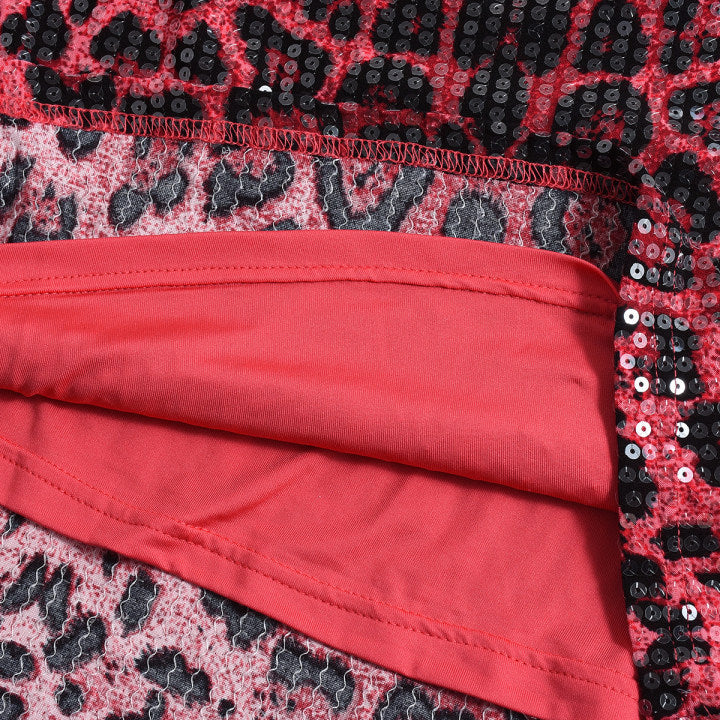 Stunning Leopard Print Sequin Maxi Fishtail Skirt