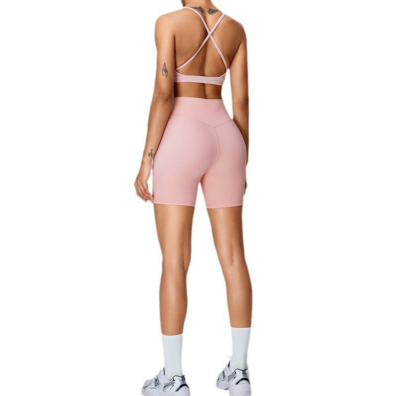 Effortless Comfort Activewear Performance Yoga Shorts and Seamless Sports Bra Set