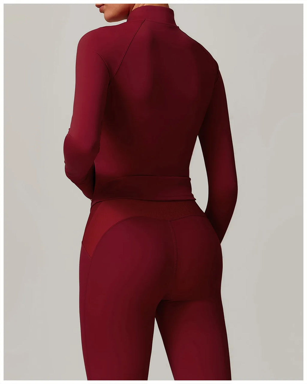 Women's Sleek Stand Collar Quick Drying Full Zip Yoga Jacket and Performance Leggings Set