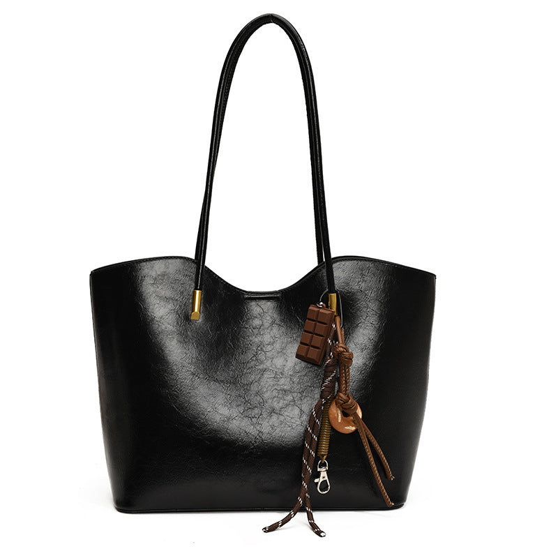 Retro PU Large Capacity Tote Bag - Stylish Shoulder Handbag