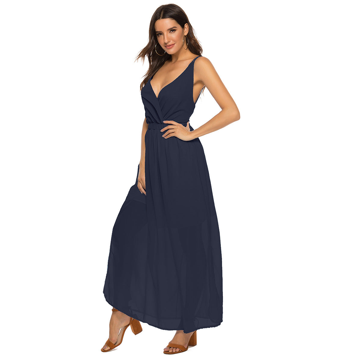 Effortless Flowy Backless Maxi Dress for Summer Elegance