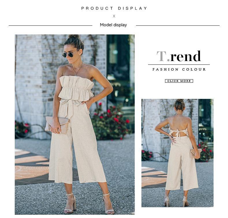 Chic Women's Strapless Ruffle Wide Leg Jumpsuit for Summer Casual Wear