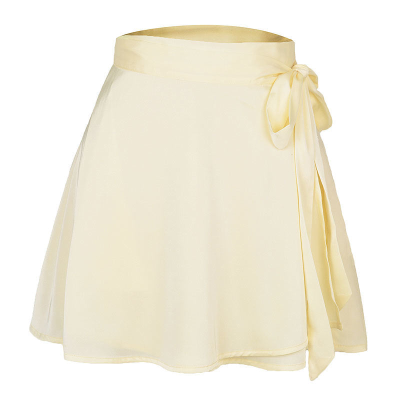 Elegant High Waist Satin A-Line Wrap Mini Skirt Flowy Summer Essential