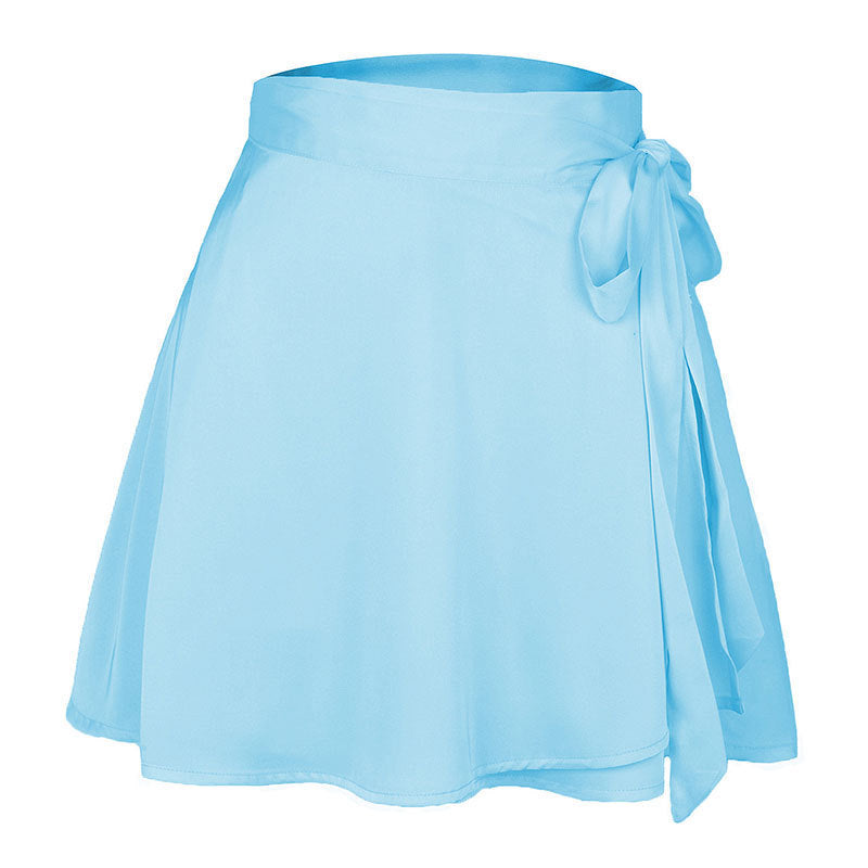 Elegant High Waist Satin A-Line Wrap Mini Skirt Flowy Summer Essential