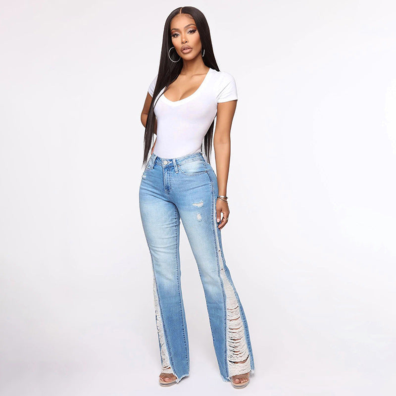 Nova High-Waist Ripped Flare Jeans