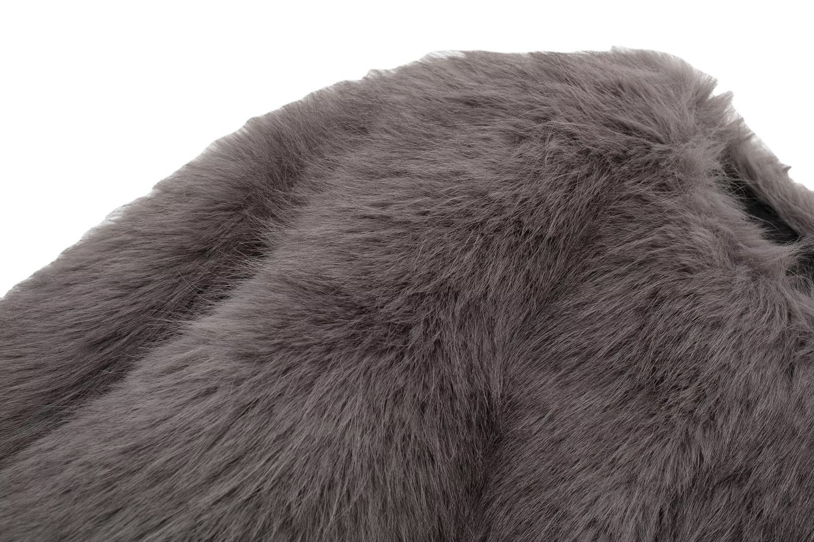 Chic Faux Fur O Neck Cropped Jacket Stylish Warm Outerwear