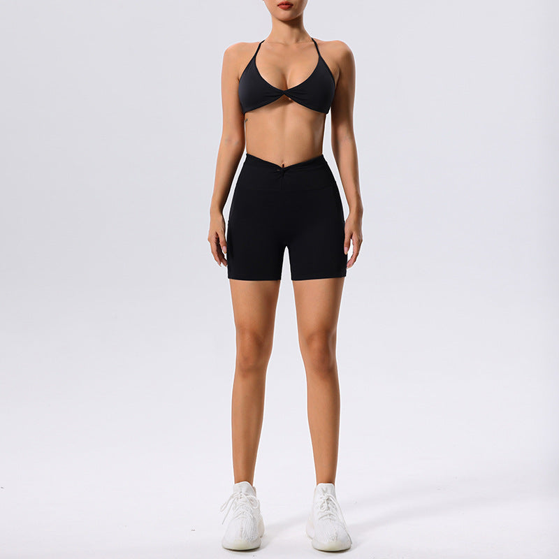 Seamless Nude Feel Yoga Activewear Set with Sports Bra and Leggings or Shorts