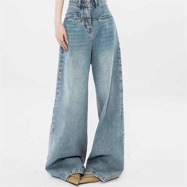 Women's Retro Washed Wide-Leg Baggy Jeans - Relaxed Fit