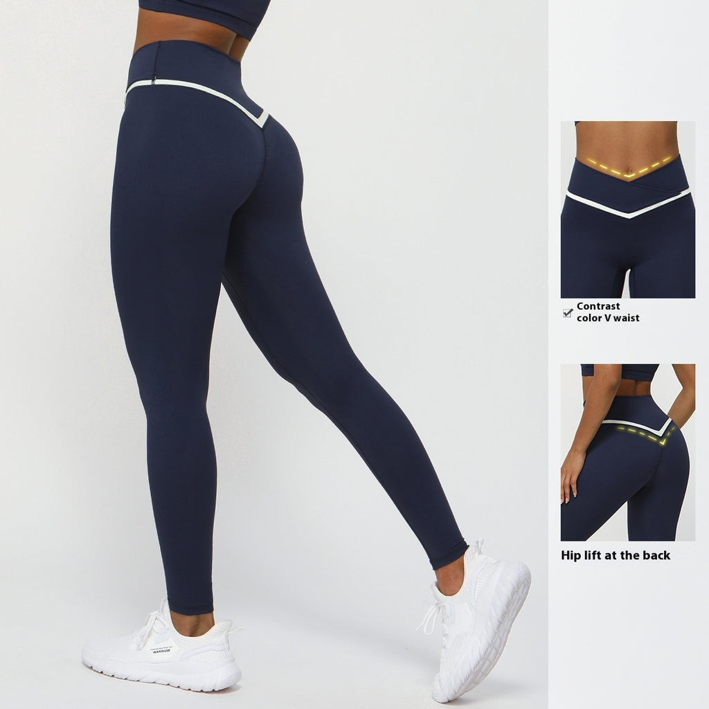 High Waisted V Shape Cropped Fitness Leggings for Active Performance