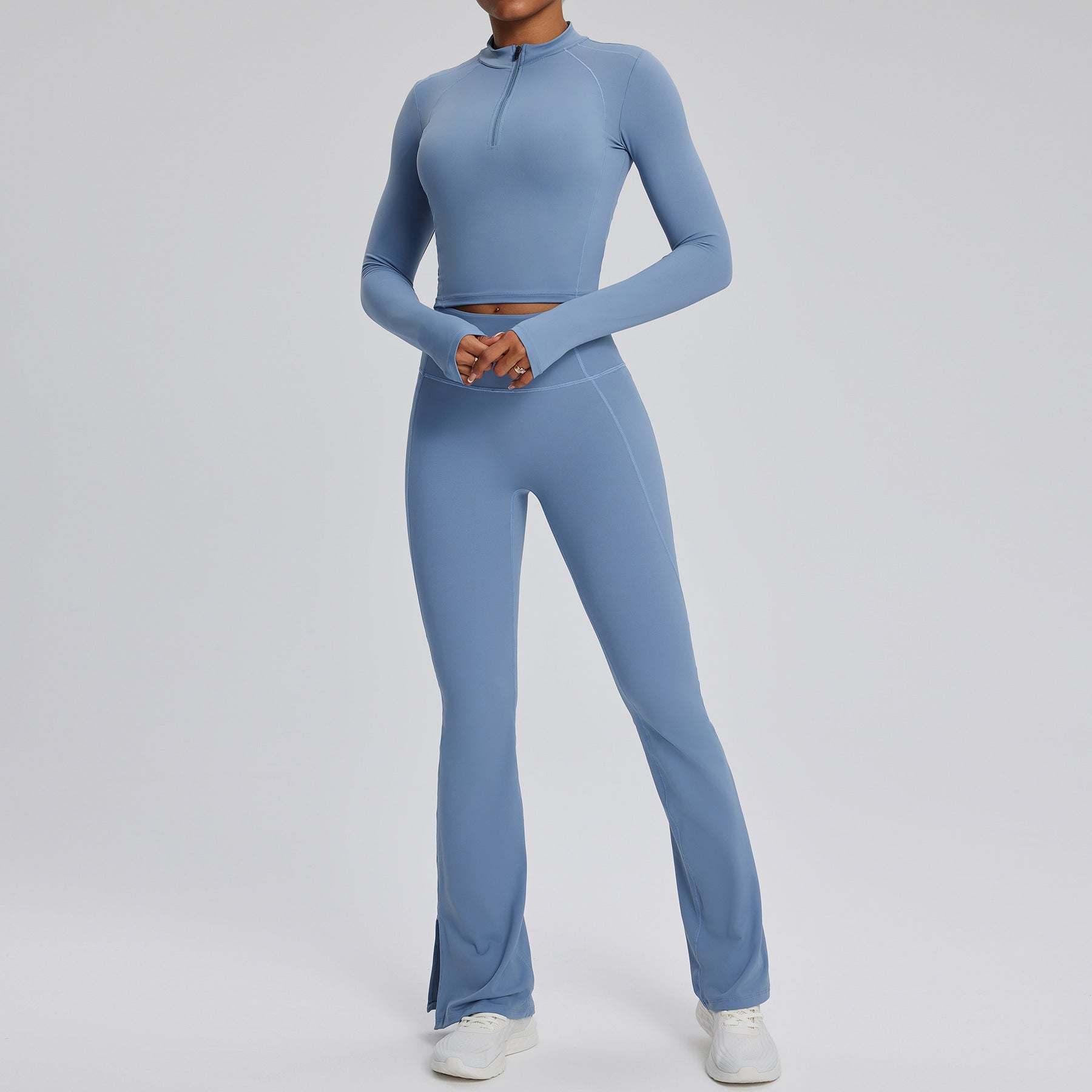 Chic Long Sleeve Flare Leggings Activewear Set for Women