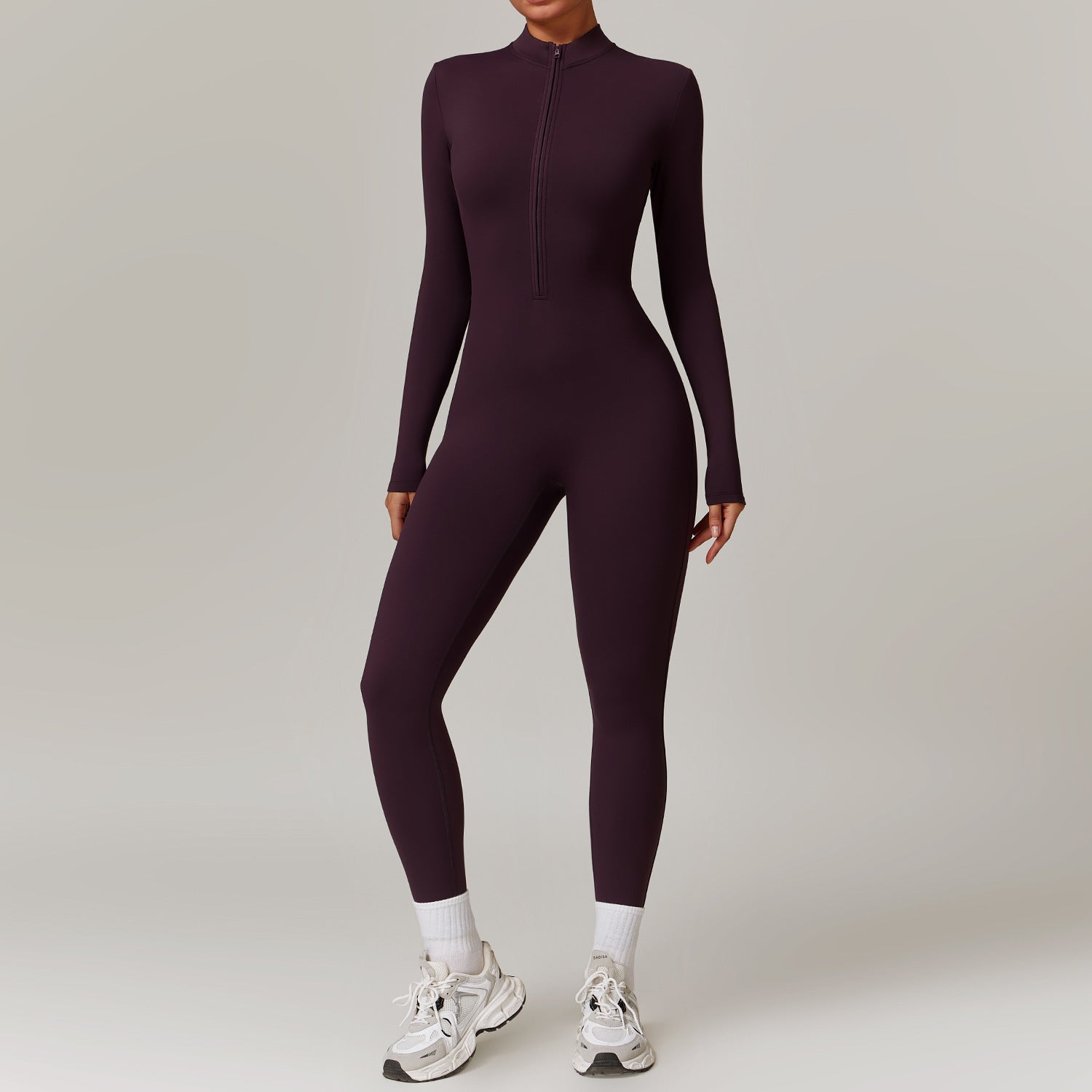 Cozy Fleece Lined Long Sleeve Activewear Jumpsuit for Winter Workouts and Leisure