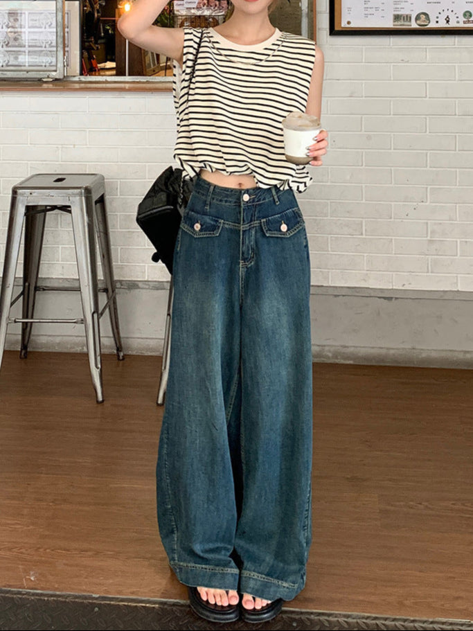 Women's Retro High Waist Wide Leg Jeans
