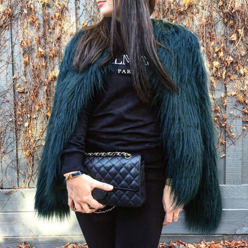 Luxurious Shaggy Faux Fur Short Jacket Warm Cozy Outerwear