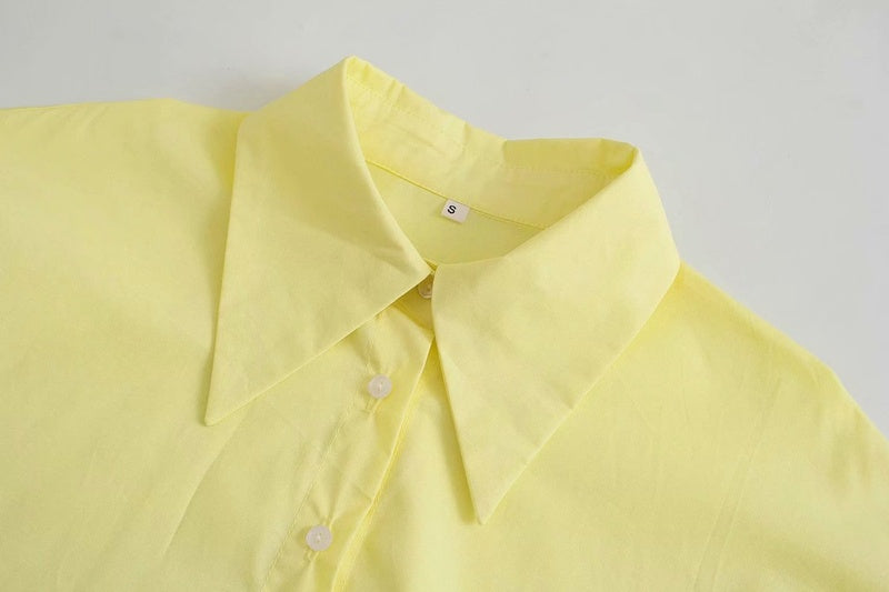 Chic Womens Retro Temperament Cropped Puff Sleeve Button Up Blouse Perfect for Summer Style