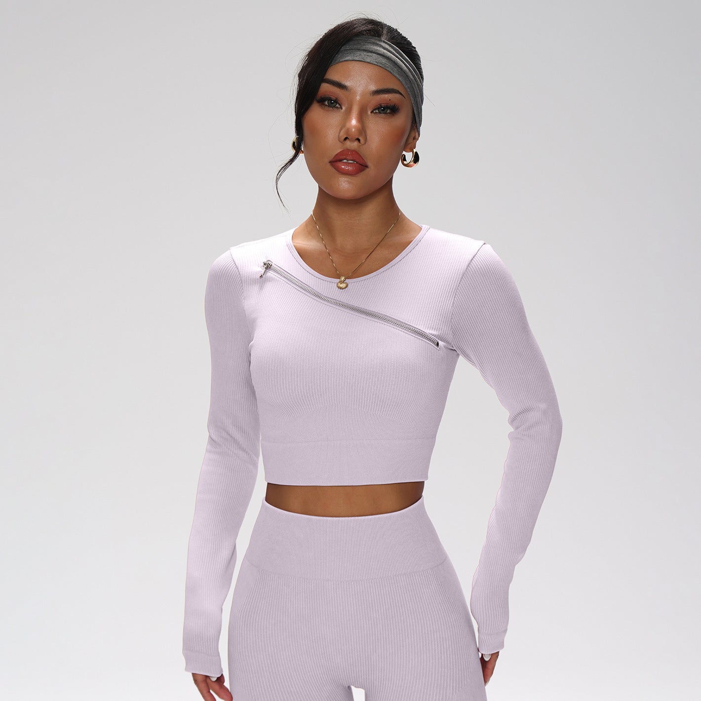 Elevated Ribbed Yoga Workout Sports Crop Top and High Waist Leggings Set