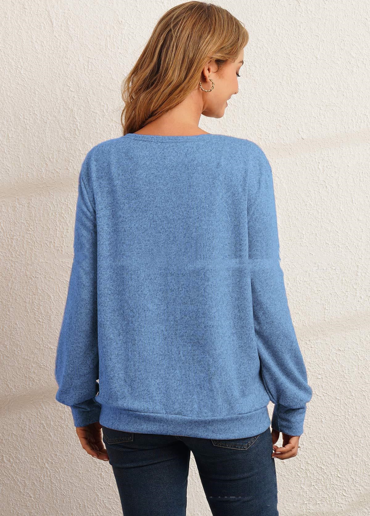 Chic Asymmetric Design Long Sleeve Casual Blouse with Button Details