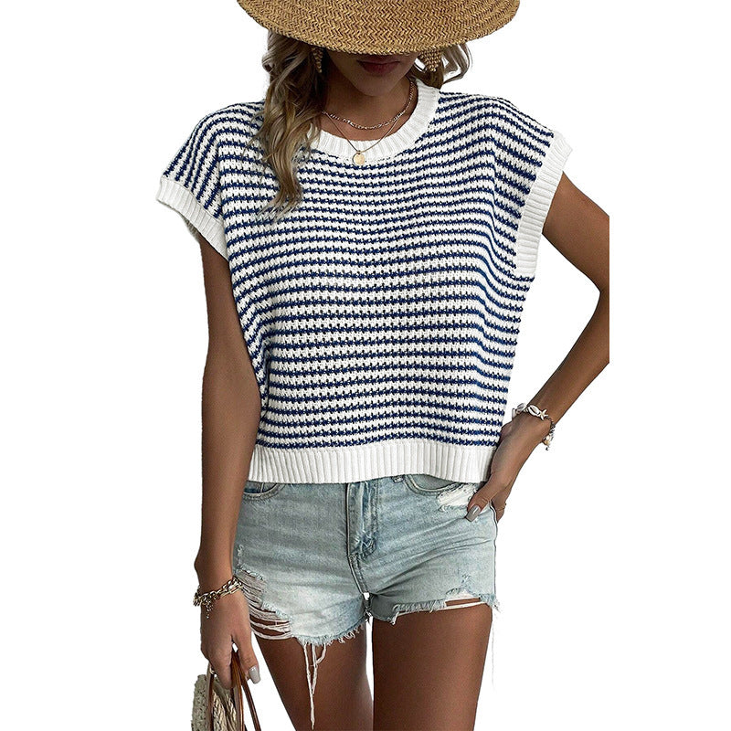 Chic Striped Knit Vest Top Comfortable Everyday Style