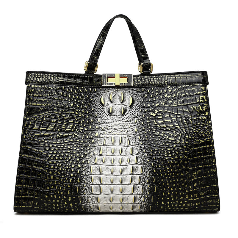 Large Capacity Crocodile Embossed Gradient Shoulder Crossbody Handbag