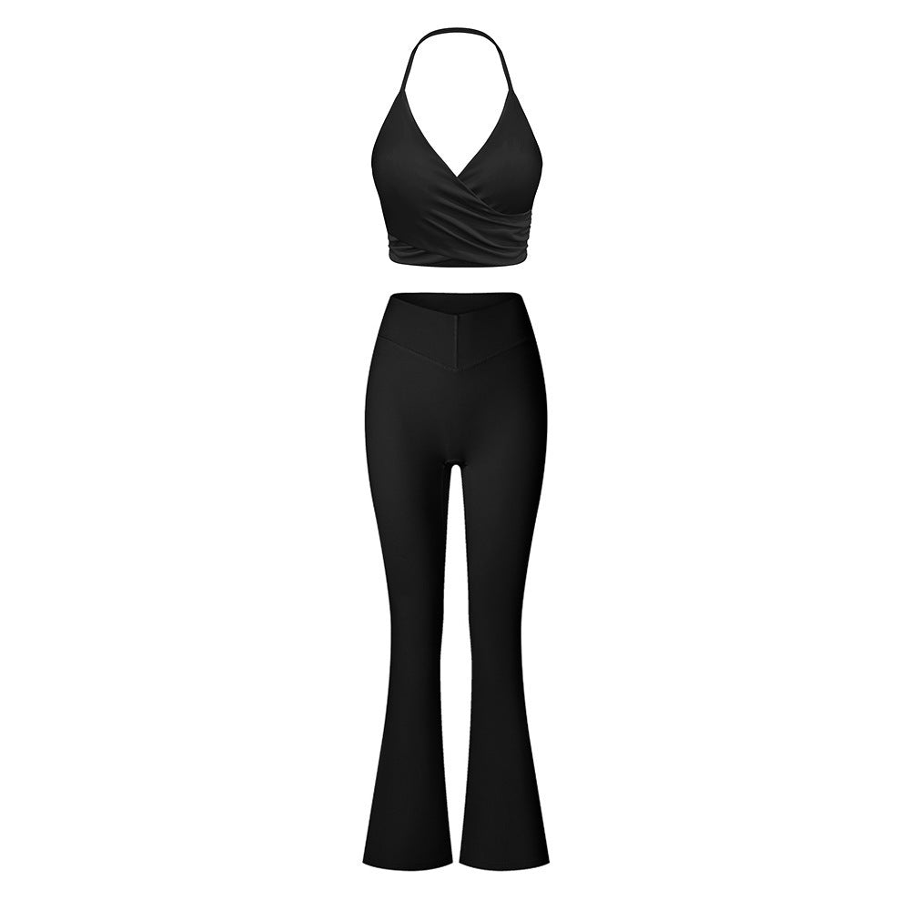 Brushed Performance Long Sleeve Crop Top and Leggings Yoga Activewear Set