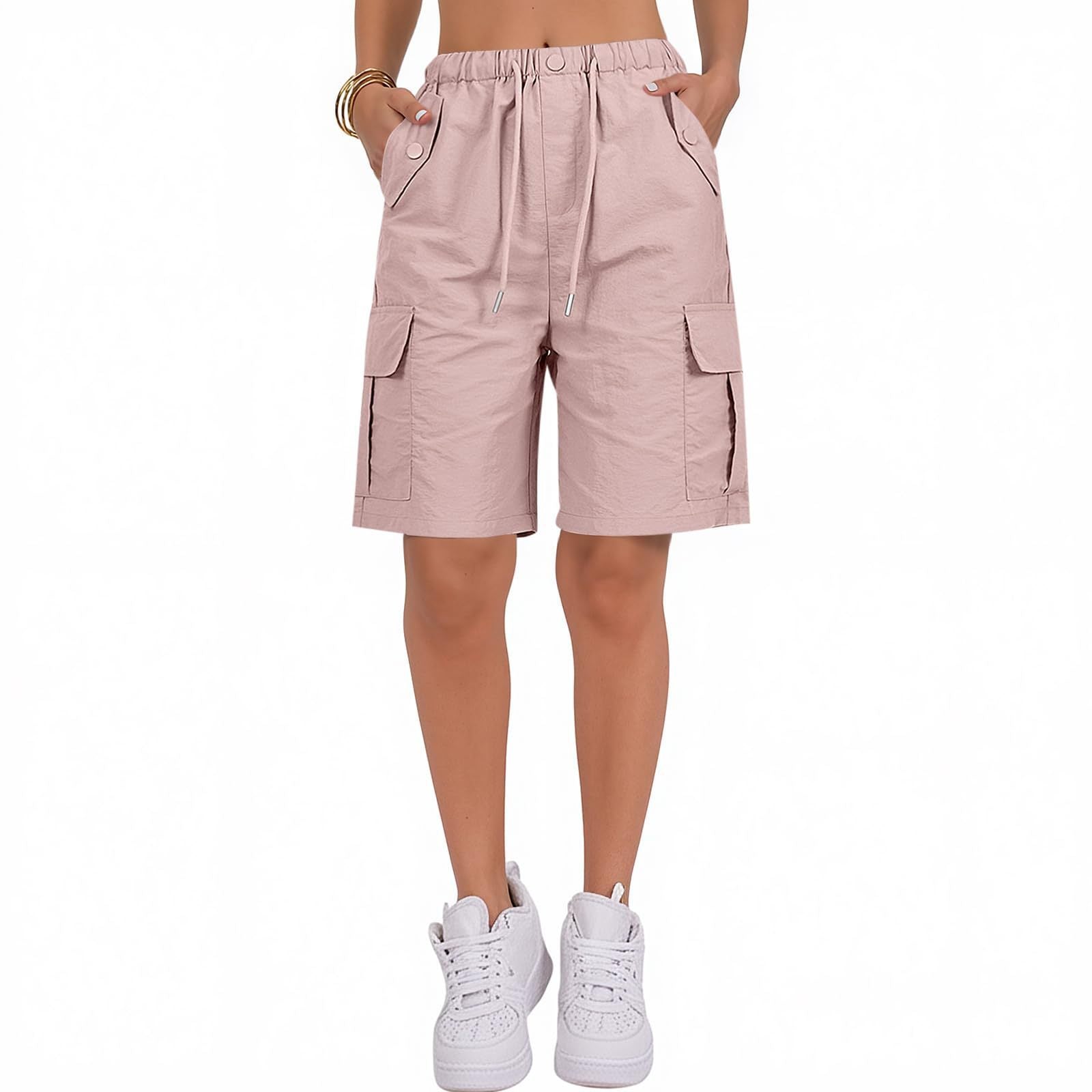 Comfortable Quick-Drying Women's Casual Cropped Cargo Shorts with Pockets