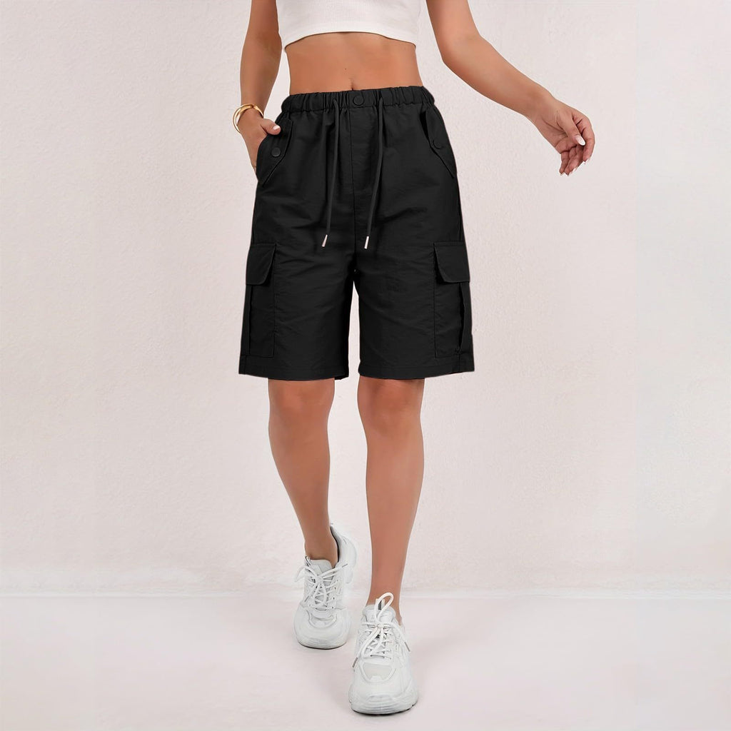 Comfortable Quick-Drying Women's Casual Cropped Cargo Shorts with Pockets