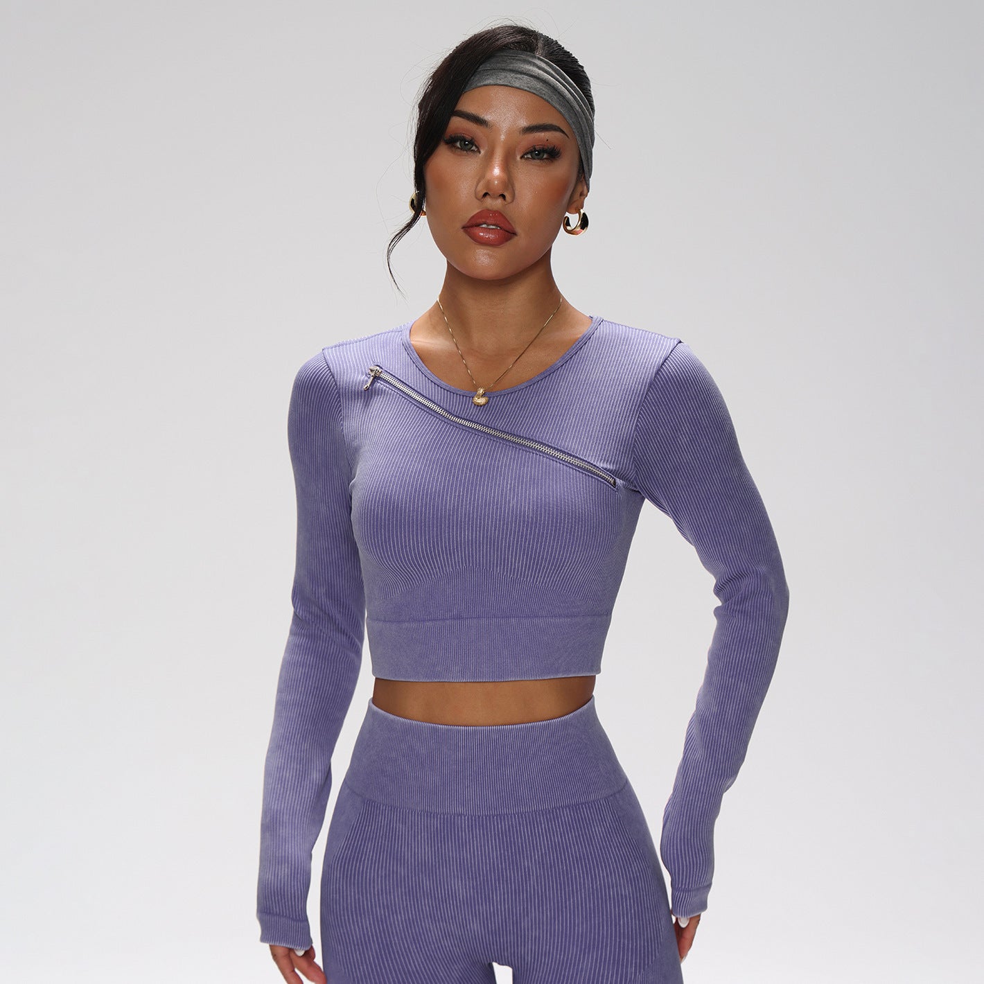 Elevated Ribbed Yoga Workout Sports Crop Top and High Waist Leggings Set