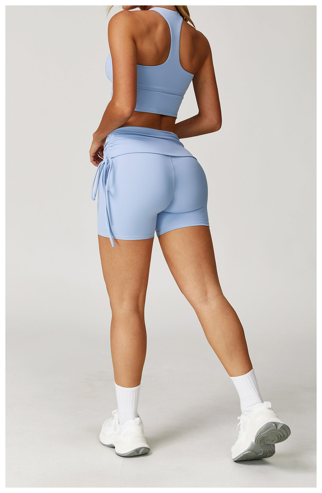 Nude Feel High Waist Drawstring Activewear Shorts for Yoga Running and Fitness