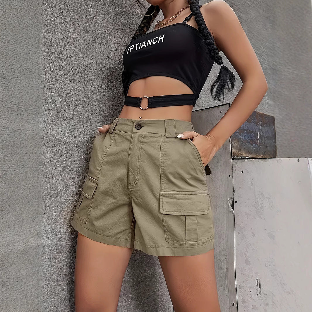Effortless Stylish Straight Leg Casual Loose Fit Cargo Shorts for Women