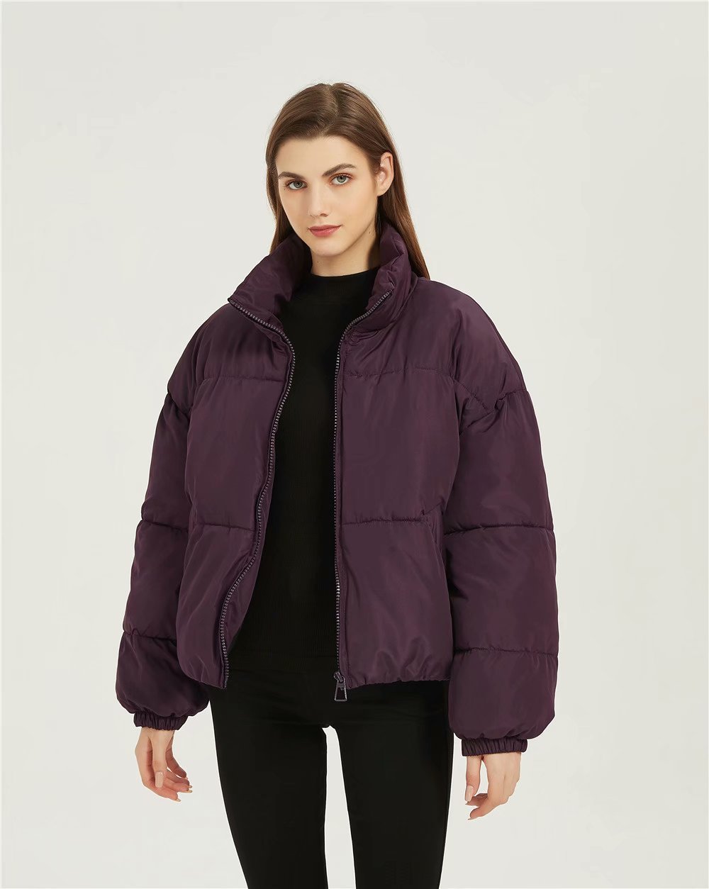 Chic Urban Puffer Jacket with Stand Collar Cozy Winter Essential