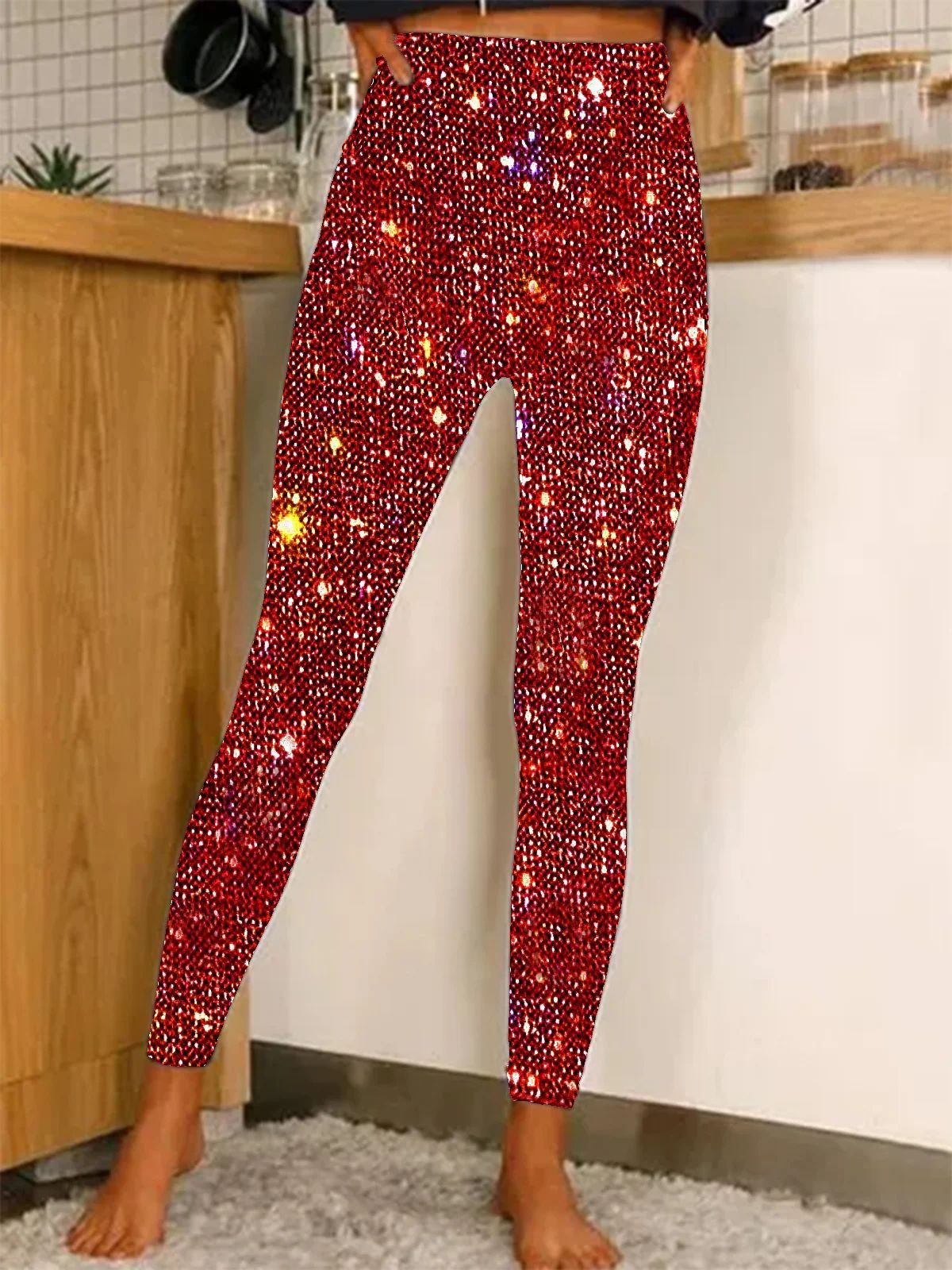 Women's Sparkle Sequin Leggings - Glamorous Party Pants