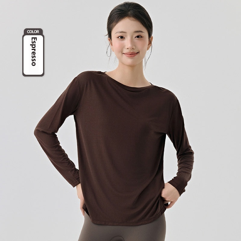 Soft Breathable Modal Blend Long Sleeve Active Top for Fitness and Everyday Comfort